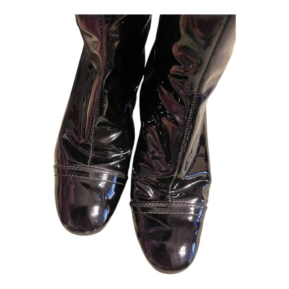 Tory Burch Madison Black Patent Leather Knee High Boots - Picture 8 of 10